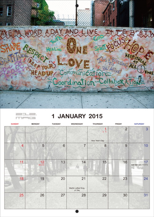 212.MAG "NEW YORK CITY STREETS” 2015 CALENDAR JANUARY2015